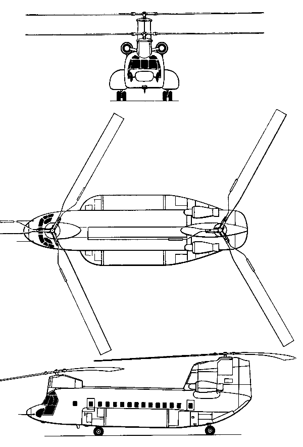 Схема вертолета Boeing-Vertol 234, увеличить рисунок