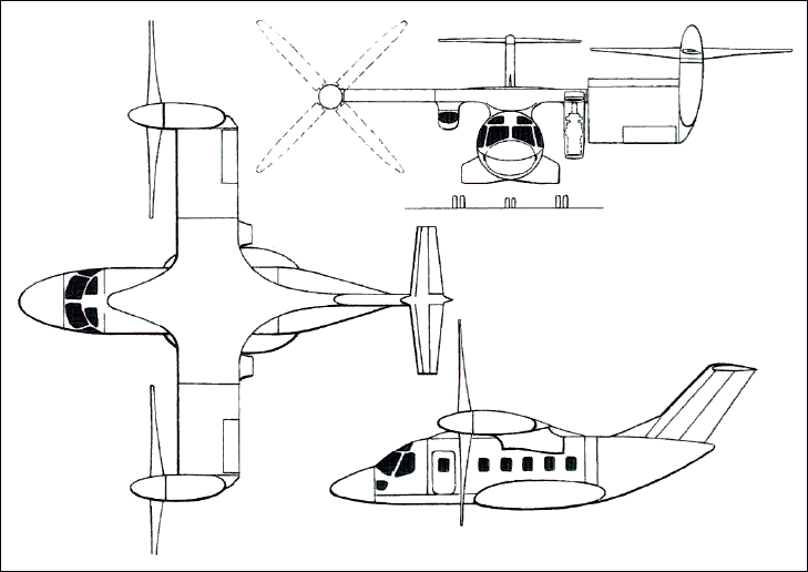 Agusta Erica; current studies are based on the tilting outboard wing envisaged by this design