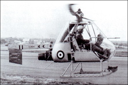 The prototype Ultra-light Helicopter, in its original form and with the serial XJ924, being demonstrated at the SBAC Show, Farnborough, in 1955, three weeks after its initial flight