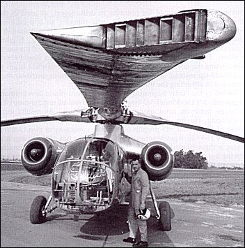 Test pilot Robert G. Ferry in front of the XV-9 at the Hughes Airfield in Culver City