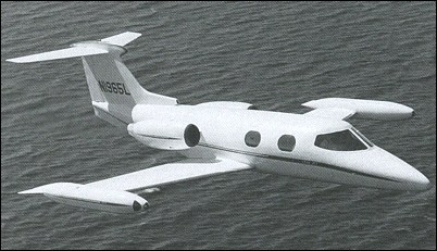 Learjet over water