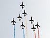 The ''Patrouille de France'' aerobatic team flying Alpha Jets