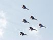 The ''Strizhi'' aerobatic team flying MiG-29s