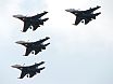 The ''Russian Knights'' aerobatic team flying Su-27s