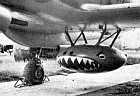 Colourfully decorated weapons pack installed on a J.21RB; this pod mounted eight heavy machine guns, bringing total gun armament to twelve machine guns and one 20mm cannon